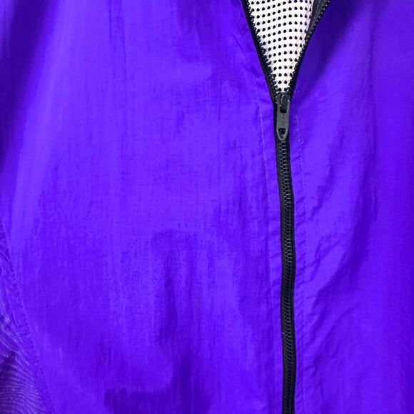 TINLEY Vintage 80s/90s Purple Tiger Stripe Nylon Zip Up Windbreaker Mens L Retro - Picture 3 of 8